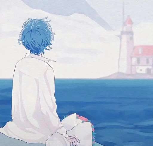 blue hair anime character pfp