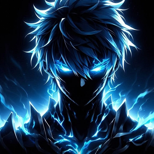 digital blue anime pfp