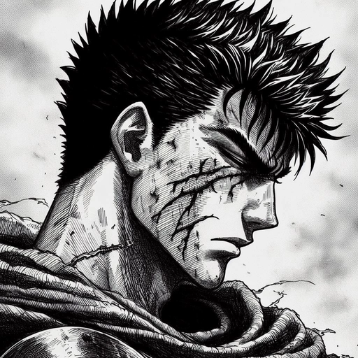 guts pfp black and white icon 
