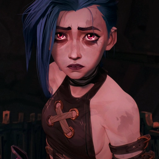jinx pfp sad anime-style