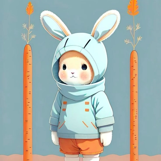 rabbit hoodie pfp cartoon cute style