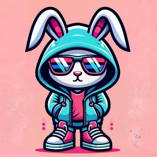 rabbit hoodie pfp cartoon soft pastel art
