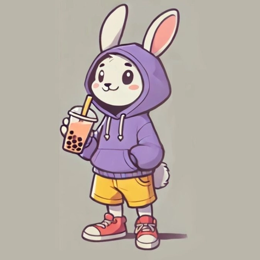 rabbit hoodie pfp cartoon pastel chibi