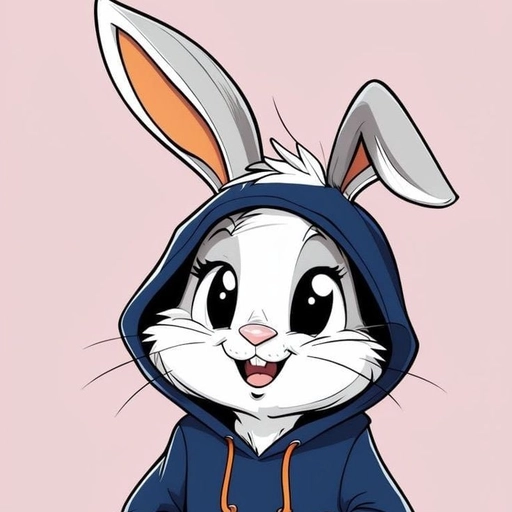 digital cartoon rabbit hoodie illustration