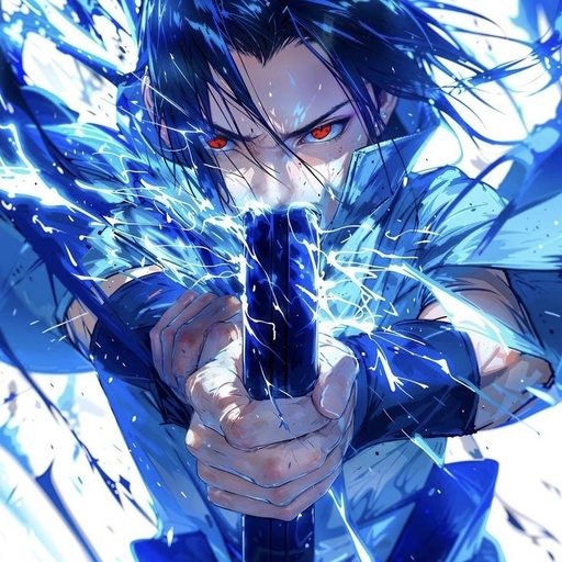 sasuke pfp retro neon