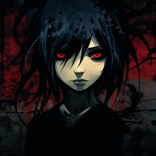 dark aesthetic emo anime girl pfp icon