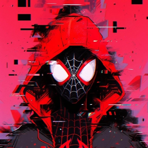 anime glitchcore pfp neon glow