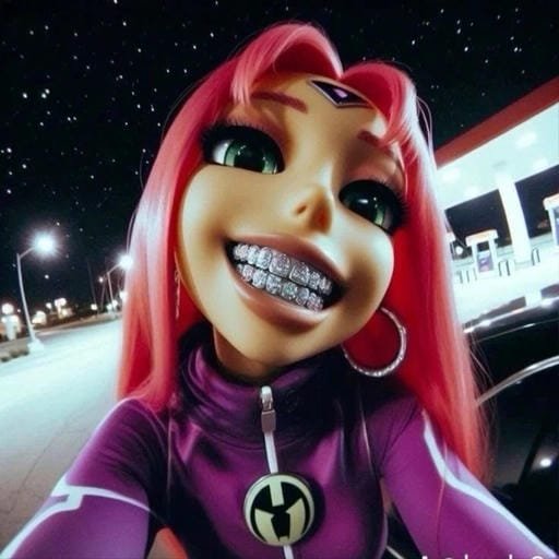 aesthetic bratz pfp with pink glow