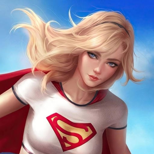 heroic supergirl standing on building