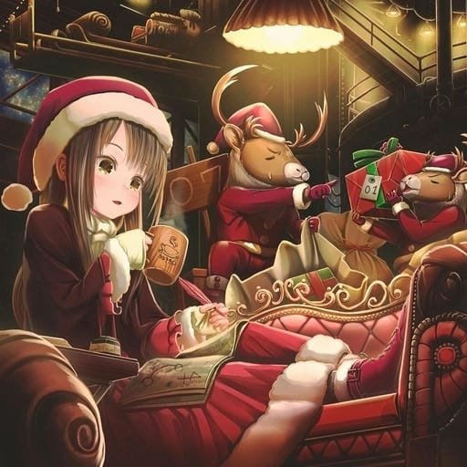 adorable christmas anime couple pfp