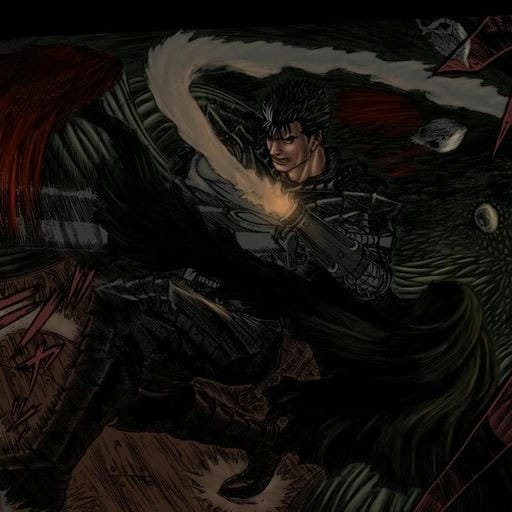 artistic black background berserk pfp design