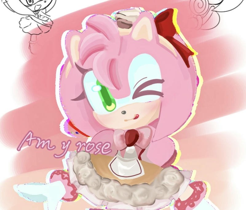 Amy Rose pfp featuring adorable expression and vibrant pink colors