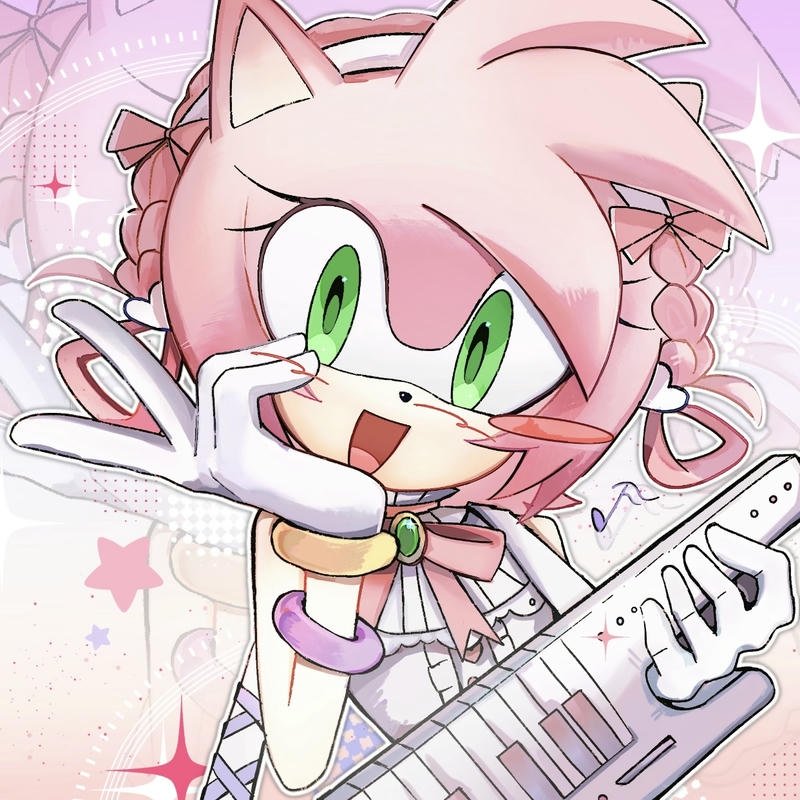 Amy Rose pfp featuring cute expression and bright background