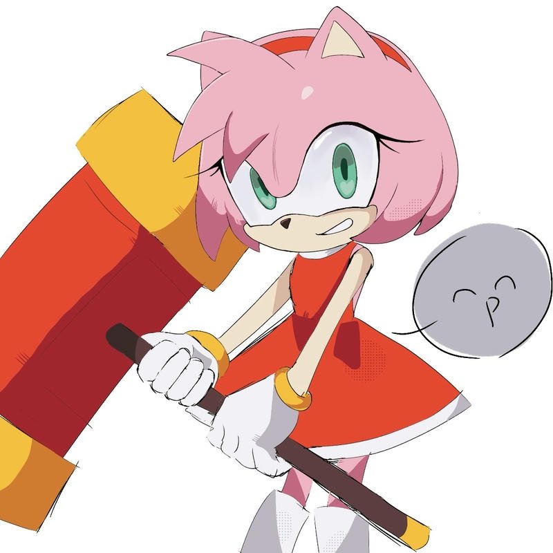 Amy Rose pfp featuring playful pose and bright colors