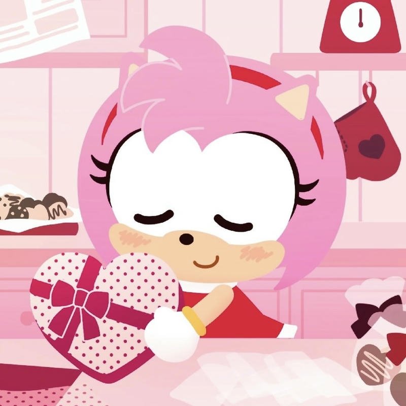 Amy Rose pfp with adorable smile and pastel theme