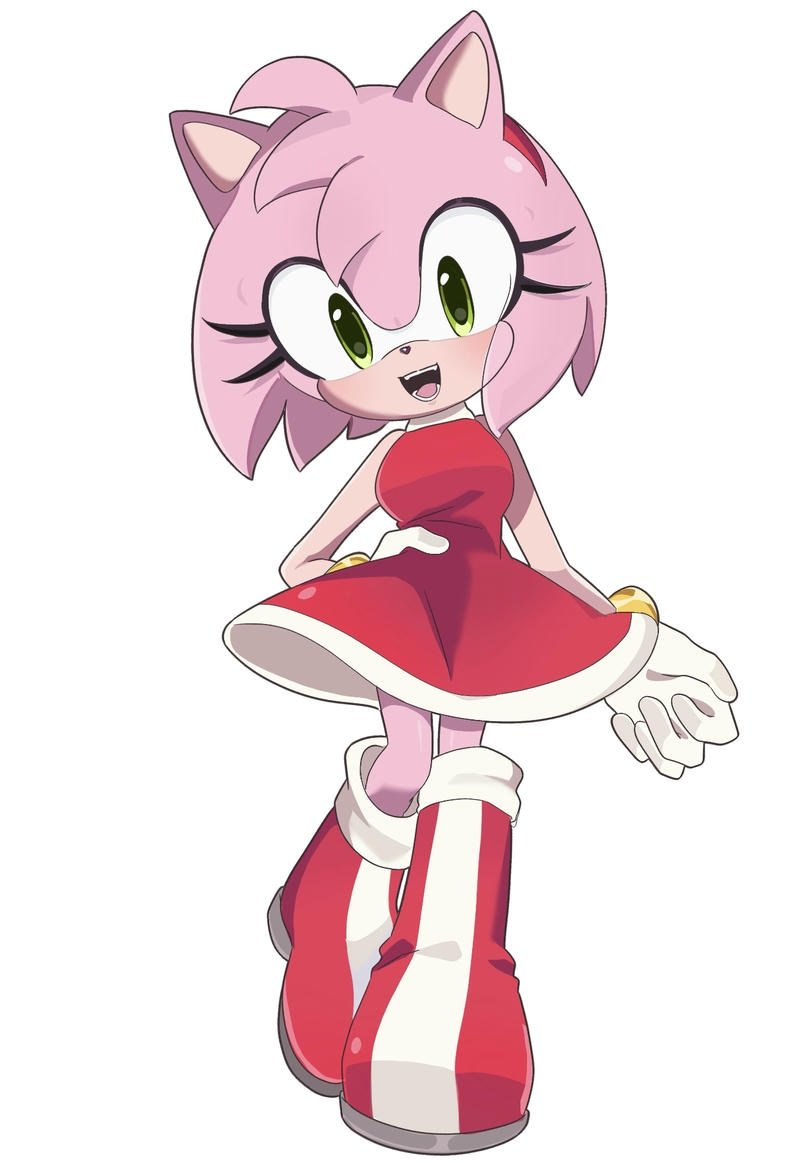 Amy Rose pfp with cheerful expression bright pink aesthetic