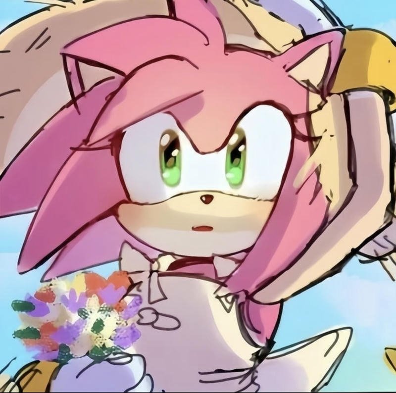 Amy Rose pfp with playful wink expression aesthetic avatar design