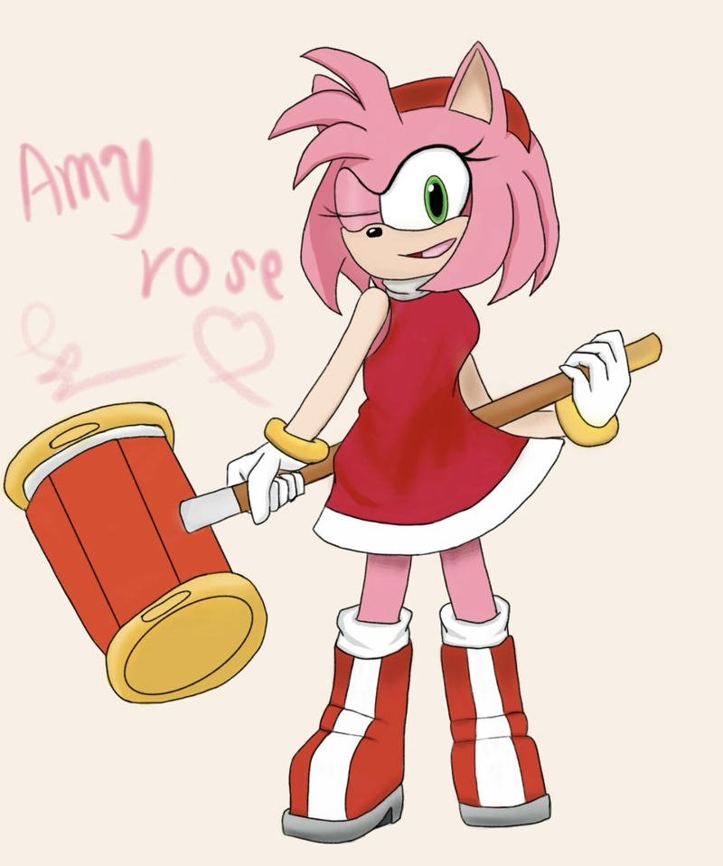Amy Rose pfp with soft glow lighting and cute pose