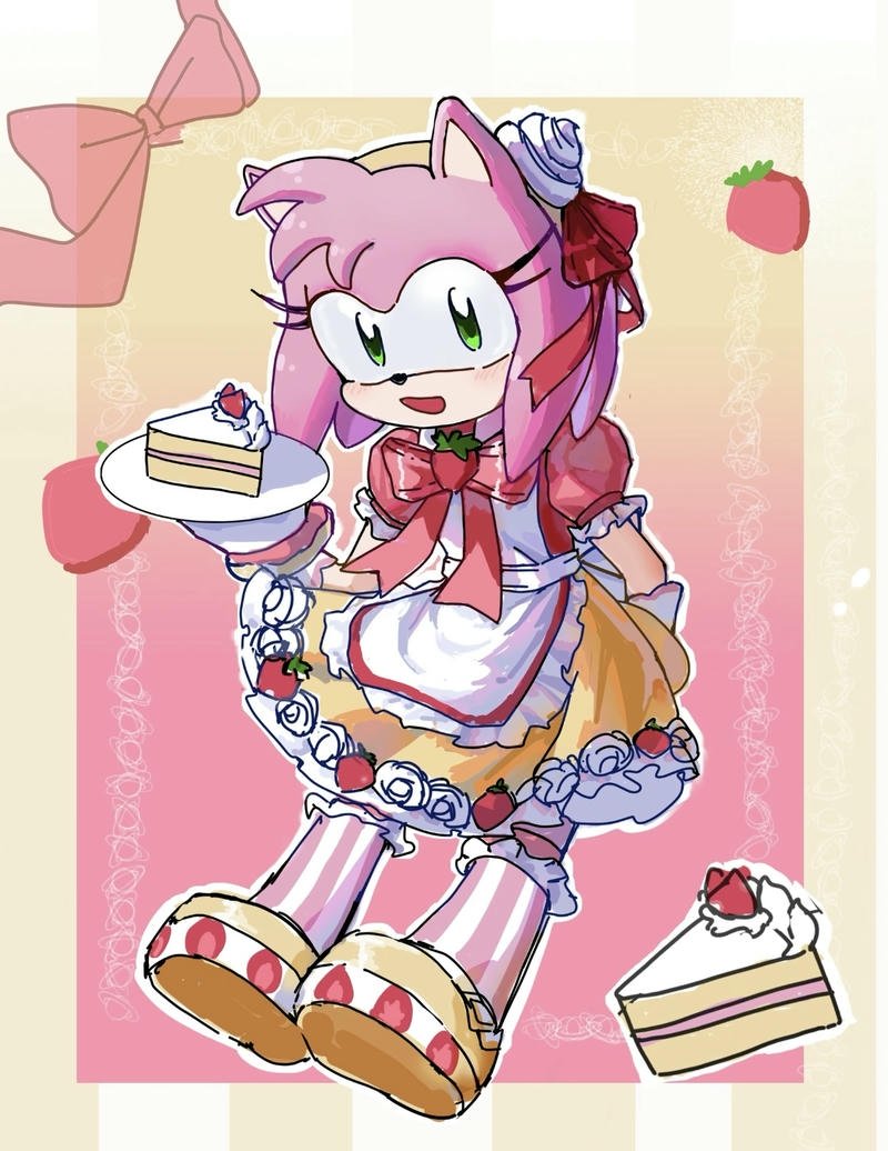 Amy Rose pfp with vibrant colors and cute anime style