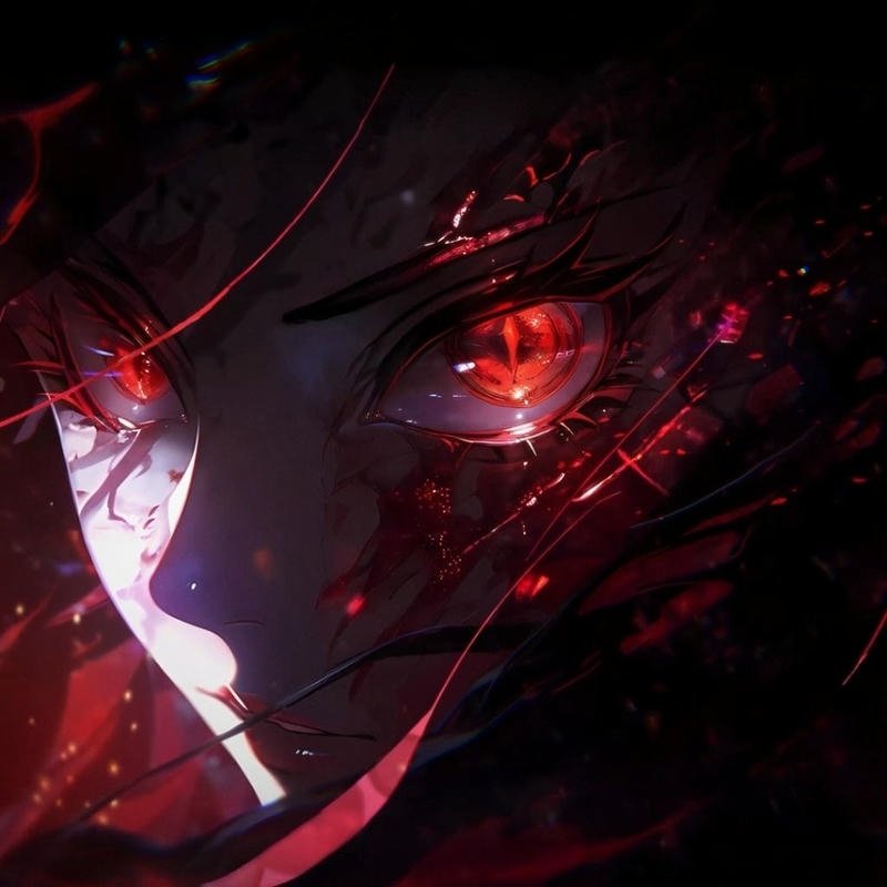 Anime eye pfp featuring purple glowing iris fantasy style