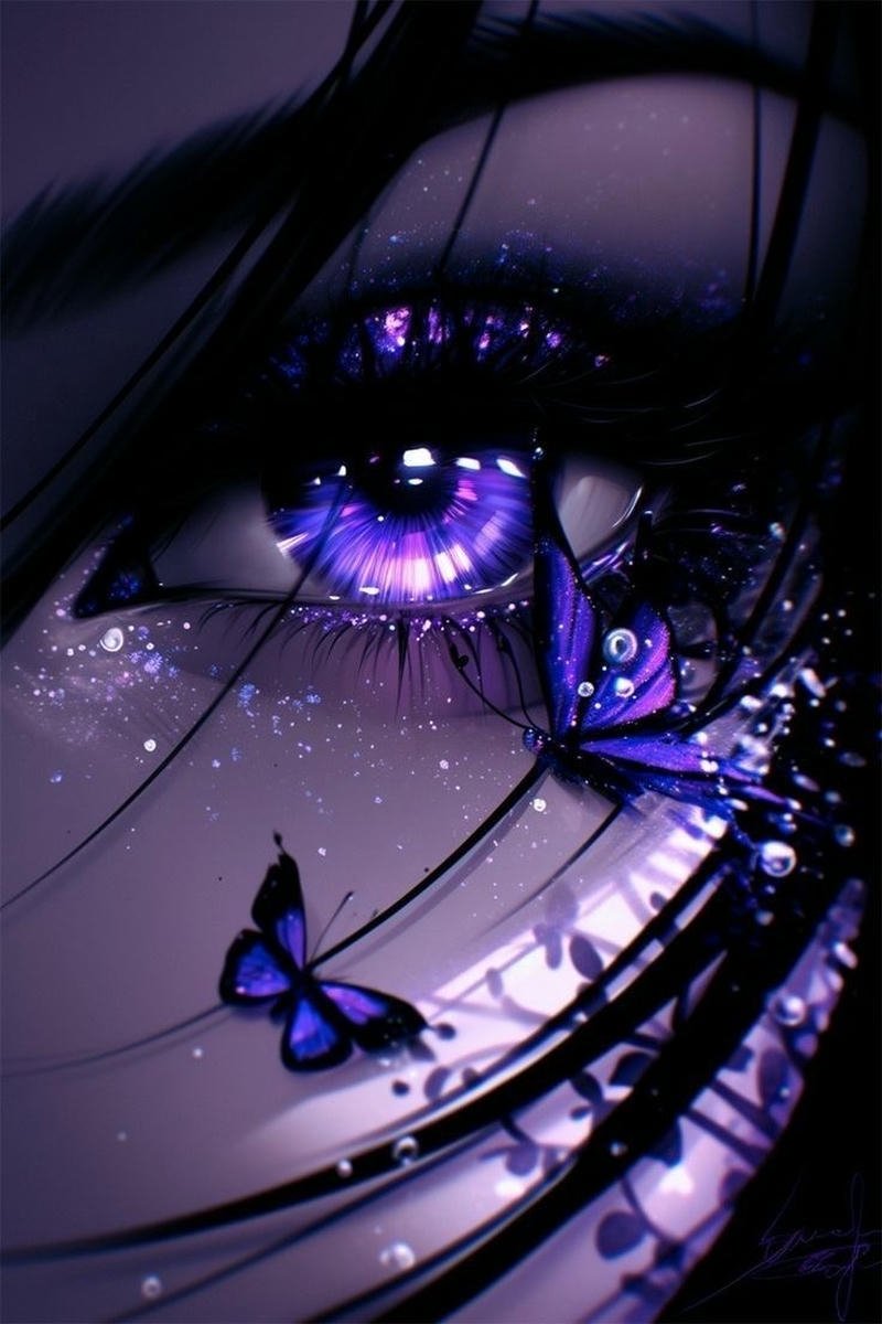 Anime eye pfp with bright reflection and glossy anime style
