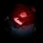 Anime eye pfp with deep blue iris and soft glow