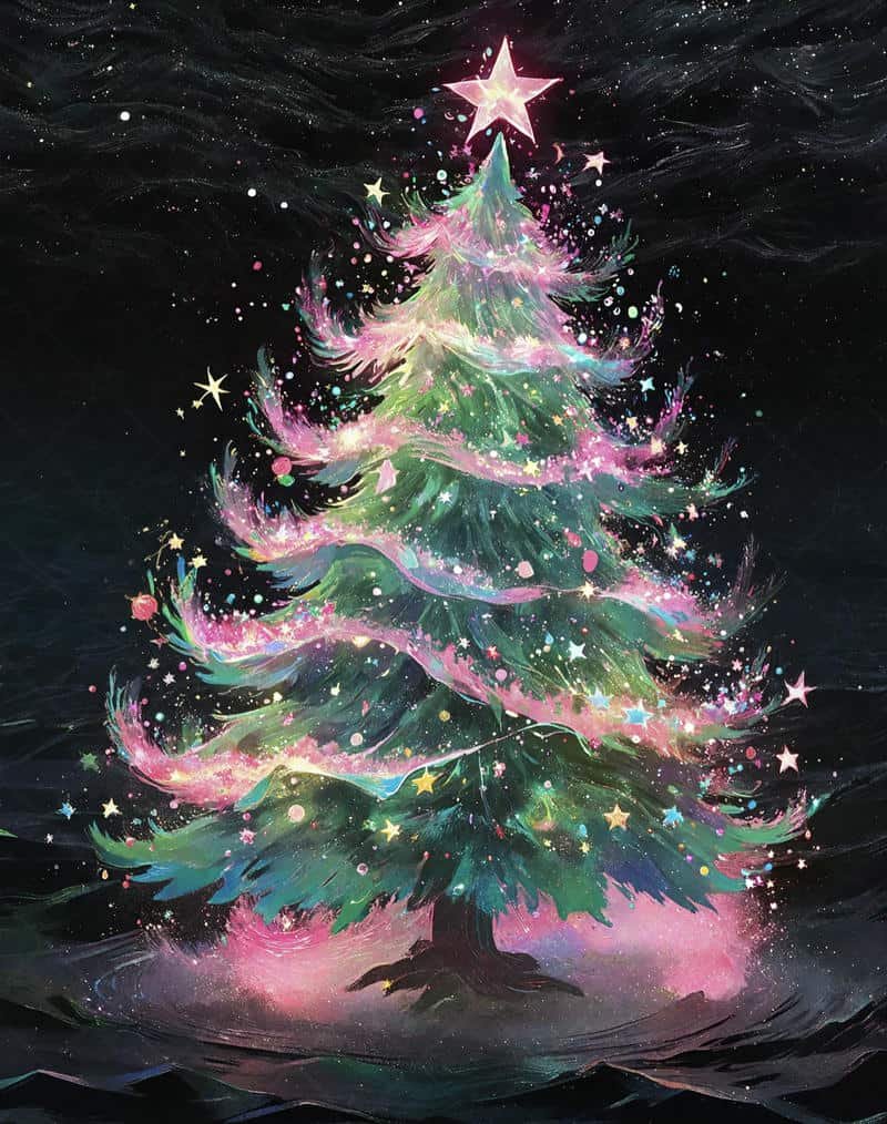 Calm winter night Christmas aesthetic profile icon