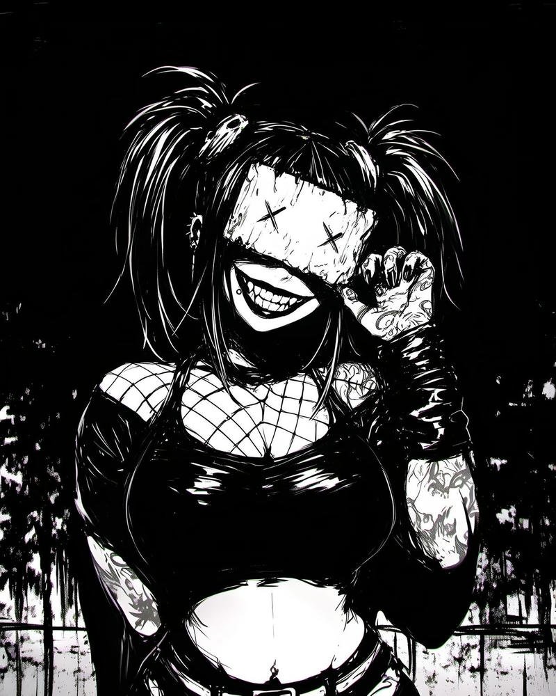 Chaotic colorful portrait with glowing effects crazy pfp