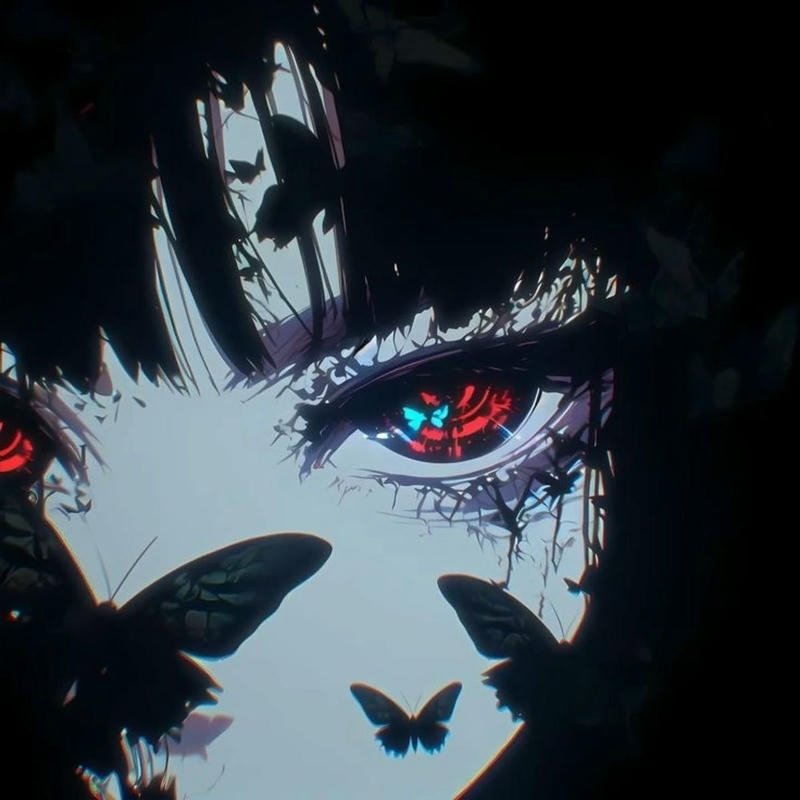 Close anime eye portrait with dramatic anime shading anime eye pfp