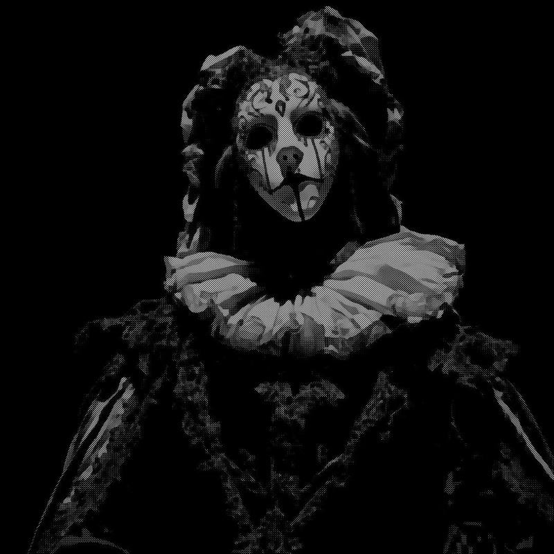 Colorful chaotic lighting portrait with intense stare crazy pfp