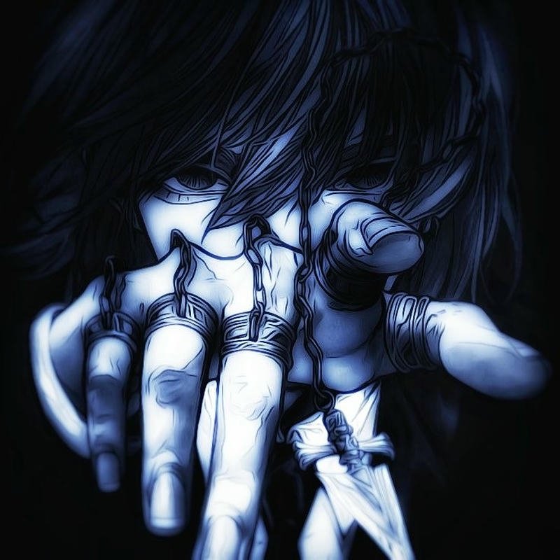 Colorful chaotic lights portrait with sharp stare crazy pfp