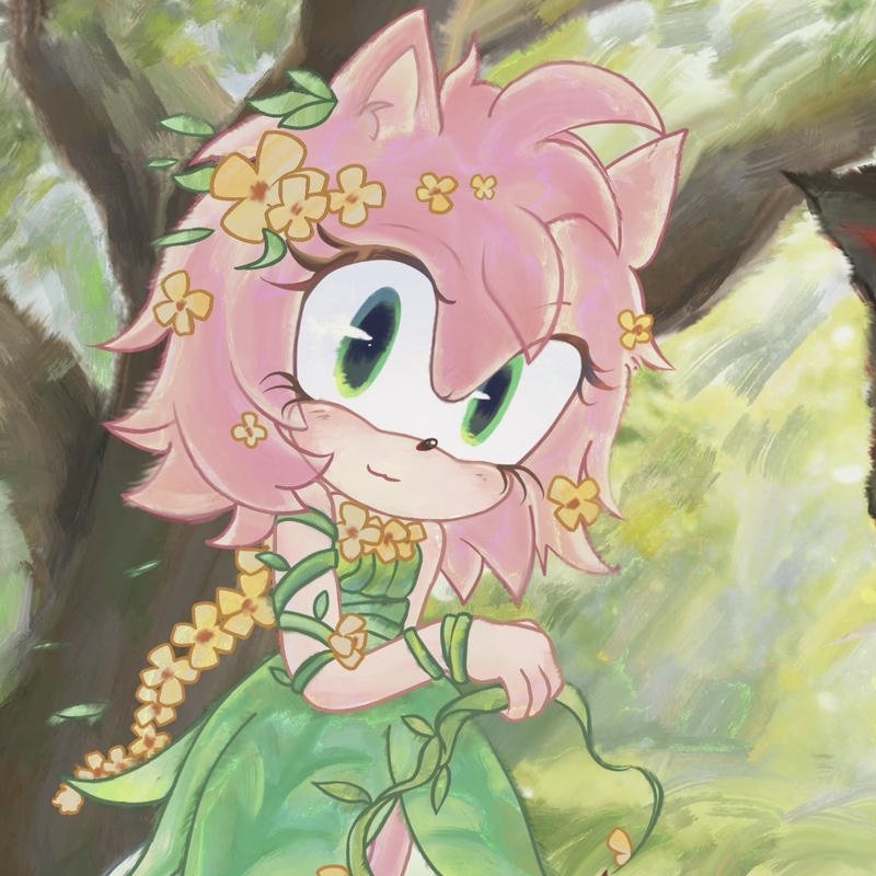 Cute Amy Rose portrait with stylish pink background Amy Rose pfp