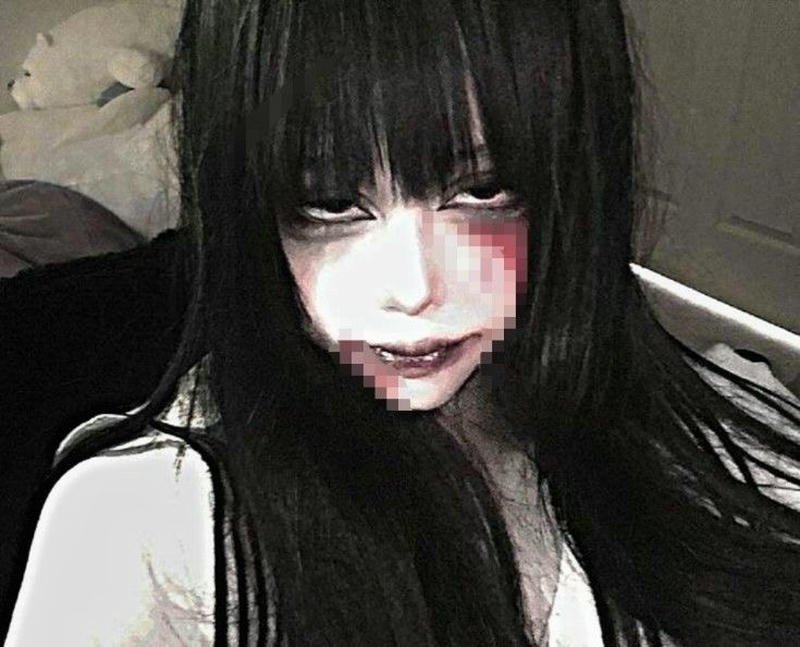 Dark edgy face with crazy smile crazy pfp