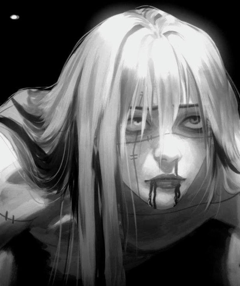 Dramatic intense chaotic portrait with glowing effects crazy pfp