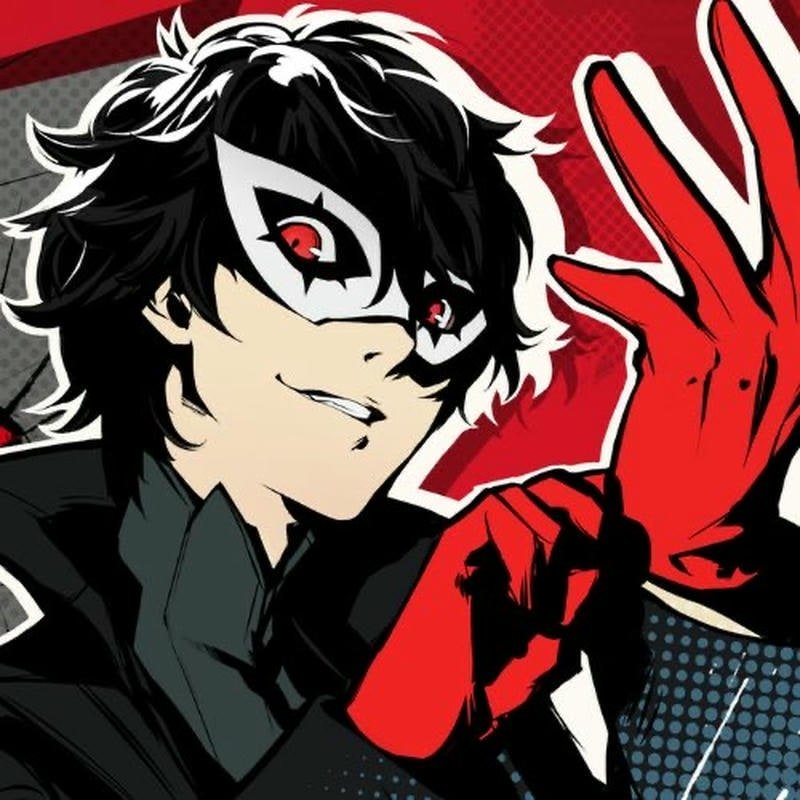 Edgy Joker Persona 5 pfp with red black theme
