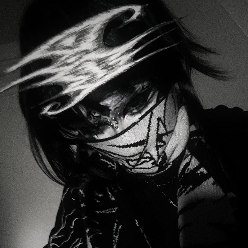 Edgy dramatic face portrait with glitch aesthetic crazy pfp