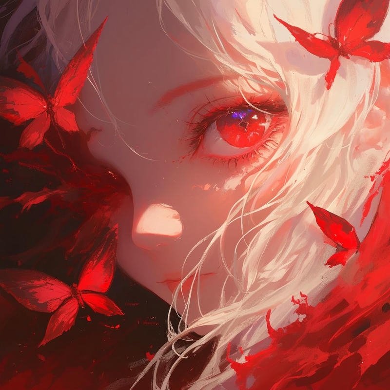 Eye anime pfp with glowing pupil and fantasy anime style