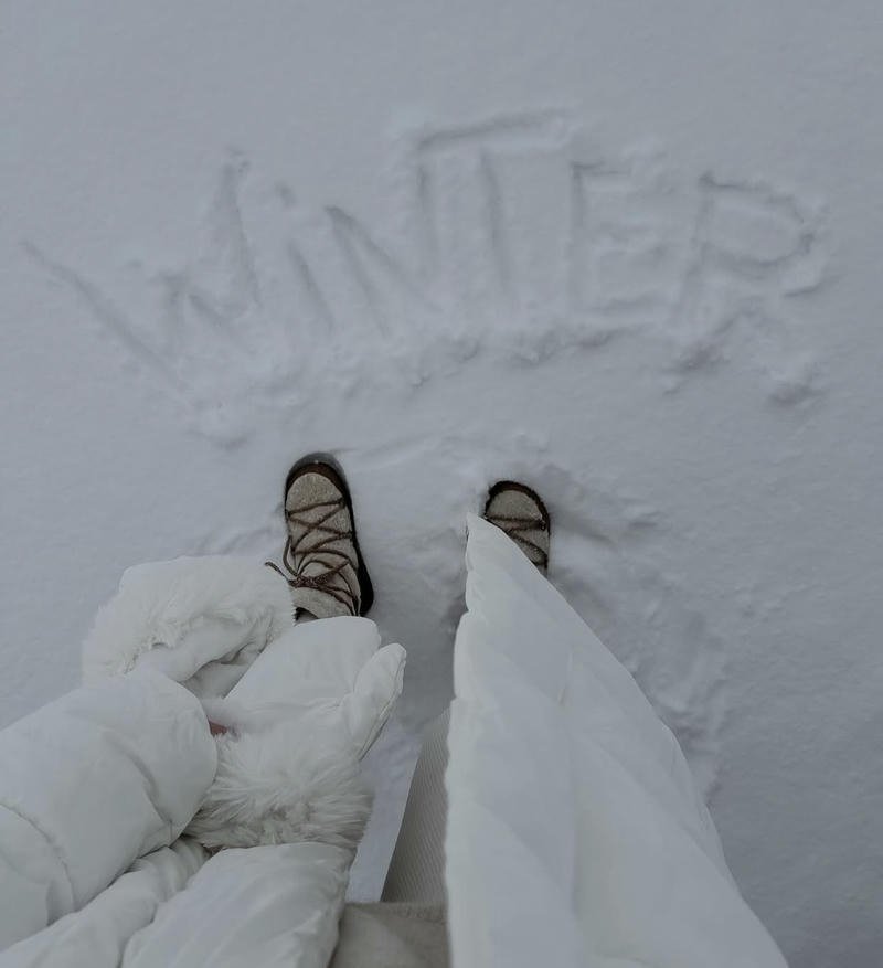 Golden winter sunset glowing over snow creating warm winter aesthetic pfp