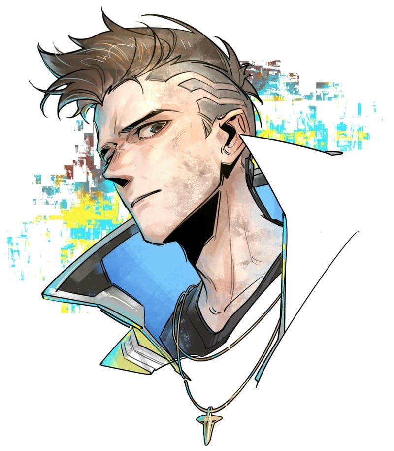 High contrast cyberpunk David pfp visual mood