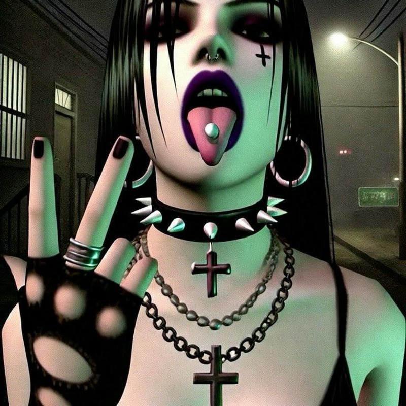 Intense grin face portrait with glitch lighting crazy pfp