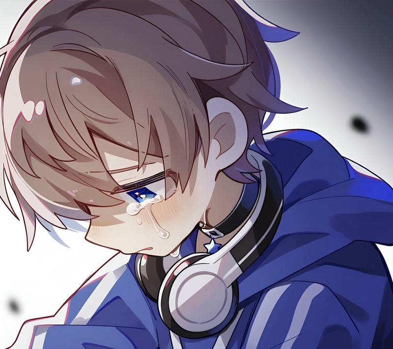 Melancholic face portrait with minimal aesthetic sad boy pfp