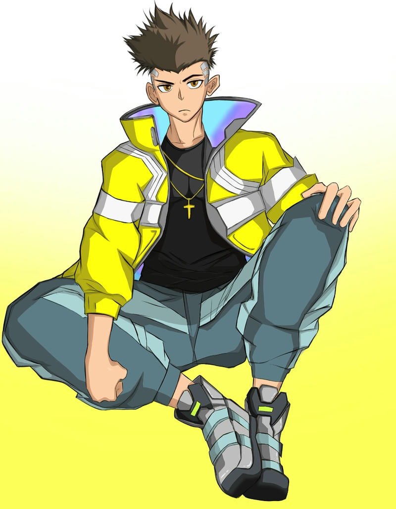 Modern digital aesthetic David cyberpunk avatar look