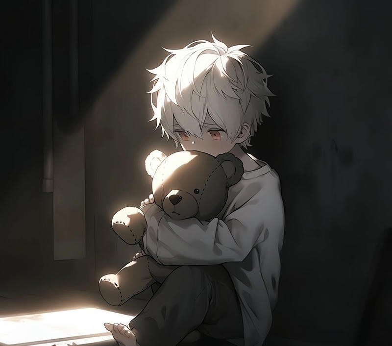 Muted color portrait with soft gloomy vibe sad boy pfp