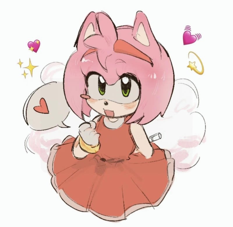Playful Amy Rose character pose ideal profile Amy Rose pfp