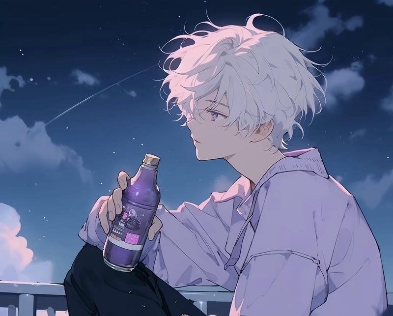 Sad anime boy pfp muted colors introspective look