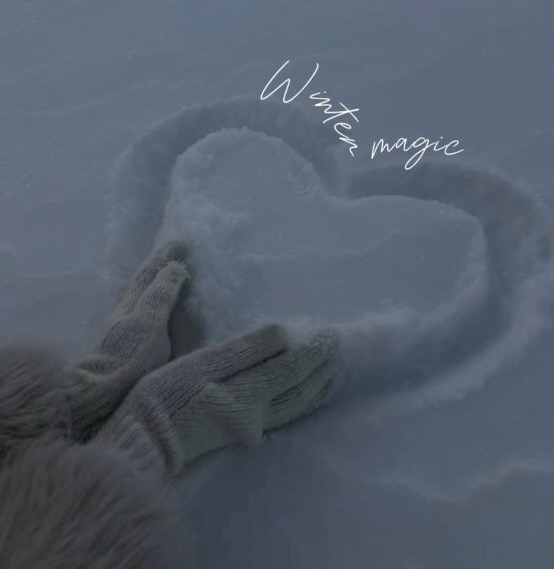 Snowflakes gently falling around portrait forming winter aesthetic pfp