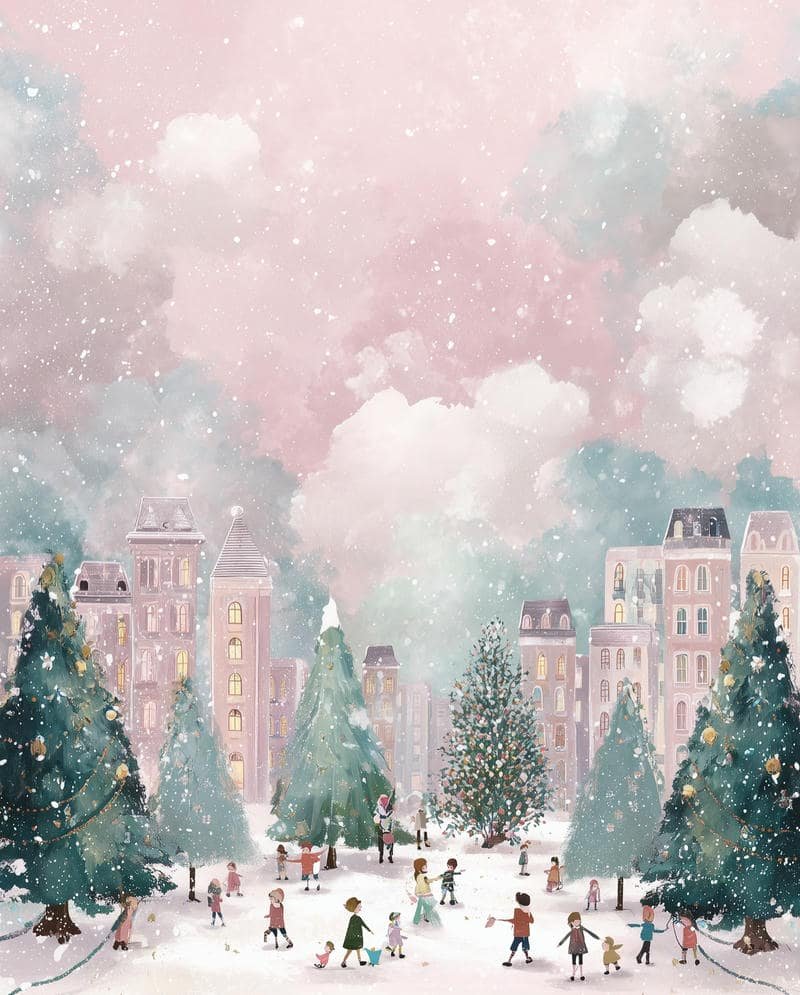 Snowy night Christmas aesthetic pfp dreamy look