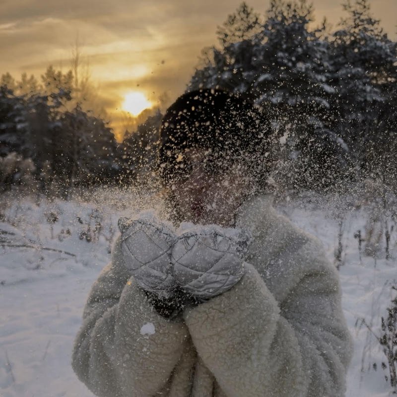 Snowy park bench scene forming calm winter aesthetic pfp
