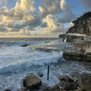 Soft cloudy sky above sea forming ocean aesthetic pfp