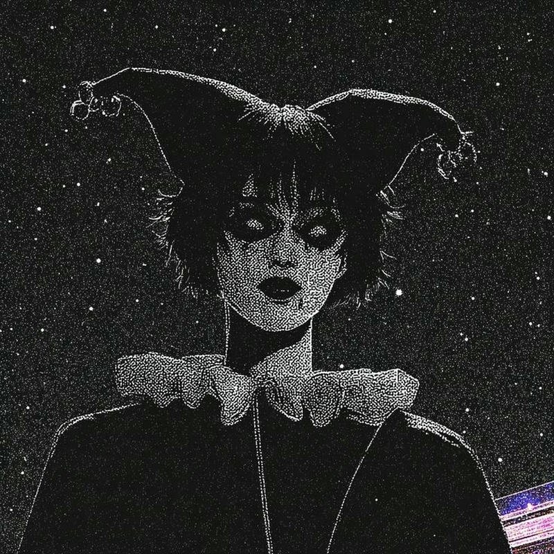 Wild character portrait with colorful chaotic aura crazy pfp